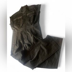 JACQ olive green y2k jumpsuit sleeveless funnel neck size Large indie casual